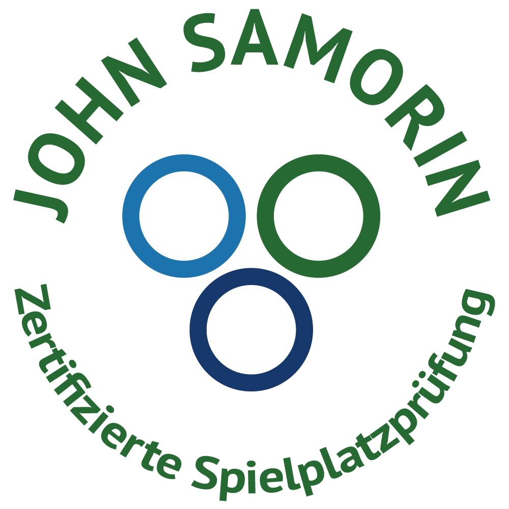 Das Bild ist auf der Seite Leistungen zu sehen und zeigt das Logo des Partners John Samorin - Zertifizierte Spielplatzprüfung